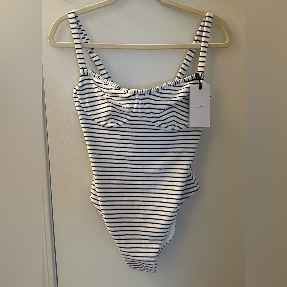 ONIA Women’s Black & White Striped One-Piece